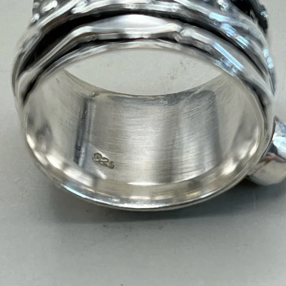 Silver and Rose Quartz Gemstone Spinner Ring